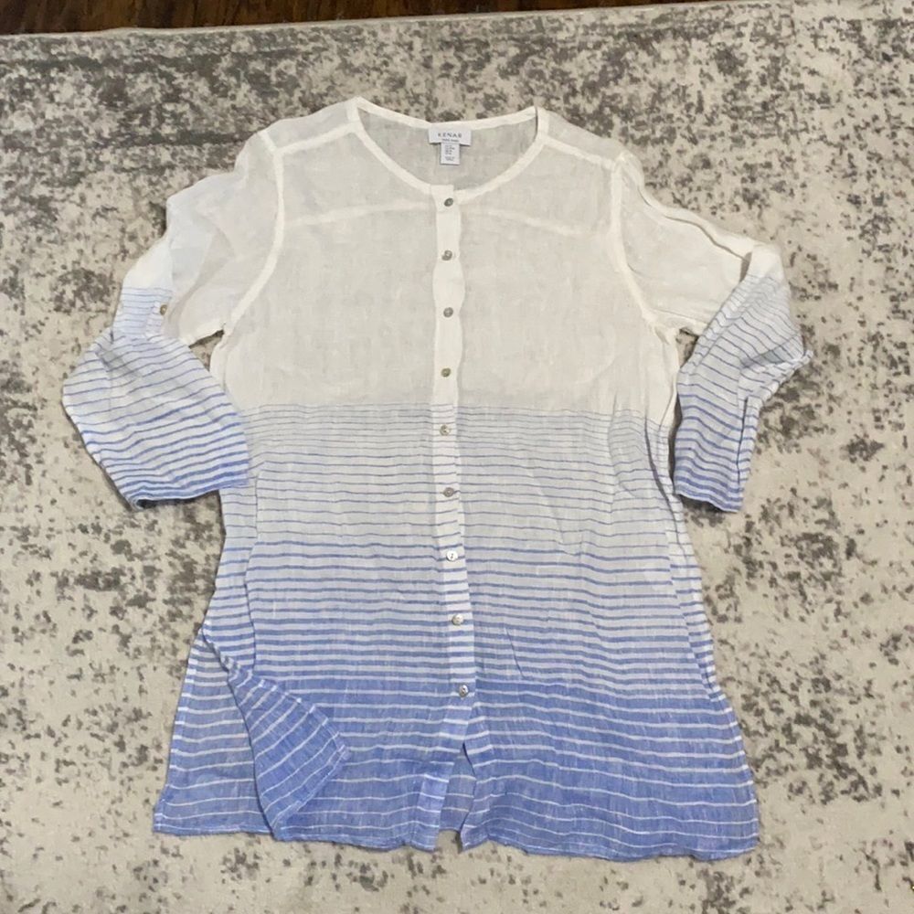Kenar‎ 100% linen button down Blouse size M EUC